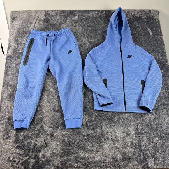 Nike Sportswear Tech Fleece Winterized Jacket Jogger Two Piece Set Blue Youth M - Picture 1 of 16